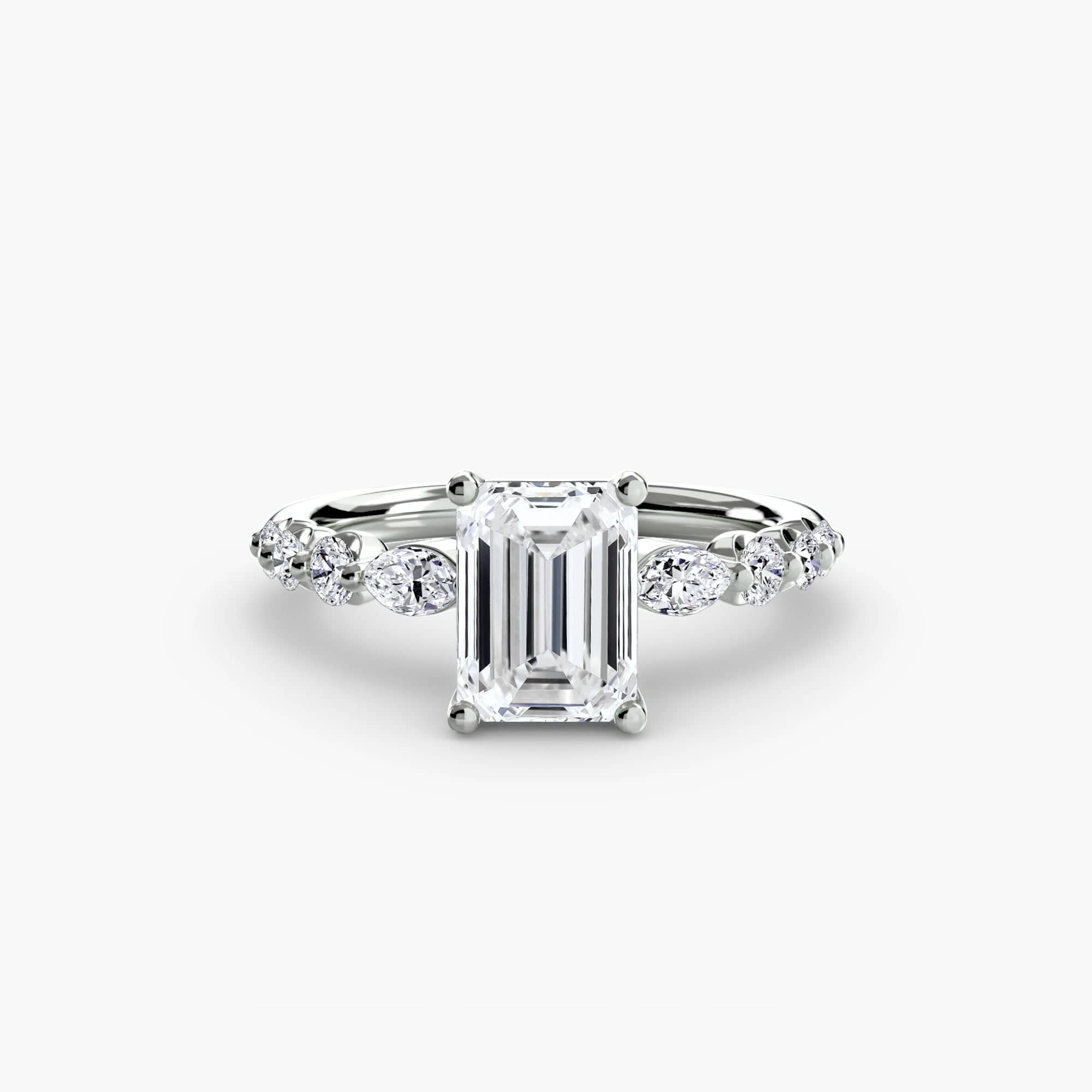 BW James Jewelers setting 9K White Gold / Emerald The Tiered Accent Ring