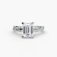 BW James Jewelers setting 9K White Gold / Emerald The Twisted Pavé Solitaire
