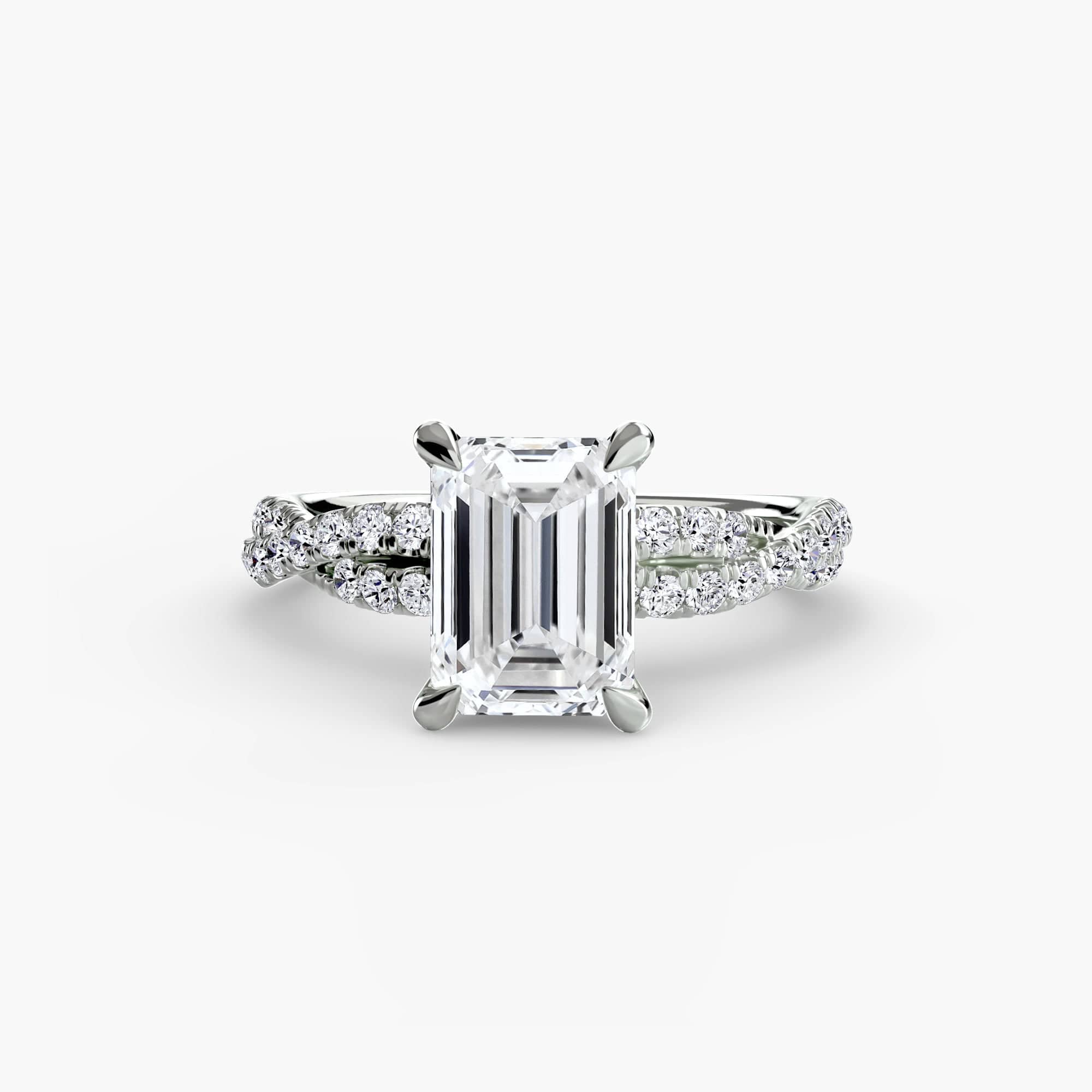 BW James Jewelers setting 9K White Gold / Emerald The Twisted Pavé Solitaire