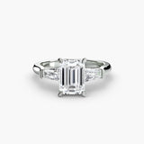 BW James Jewelers setting 9K White Gold / Emerald Three-Stone Ring (Baguette Side Stones)