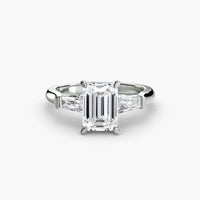 BW James Jewelers setting 9K White Gold / Emerald Three-Stone Ring (Baguette Side Stones)
