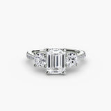 BW James Jewelers setting 9K White Gold / Emerald Three-Stone with Pavé Band