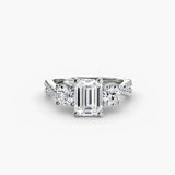 BW James Jewelers setting 9K White Gold / Emerald Three-Stone with Pavé Band 2