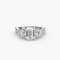 BW James Jewelers setting 9K White Gold / Emerald Three-Stone with Pavé Band 2