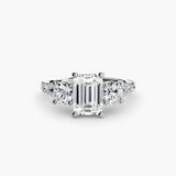 BW James Jewelers setting 9K White Gold / Emerald Three-Stone with Pavé Band 3