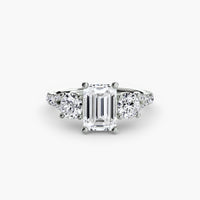 BW James Jewelers setting 9K White Gold / Emerald Three-Stone with Pavé Band 3