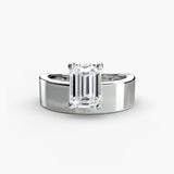 BW James Jewelers setting 9K White Gold / Emerald Wide Band Solitaire 2