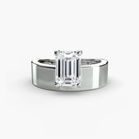 BW James Jewelers setting 9K White Gold / Emerald Wide Band Solitaire 2