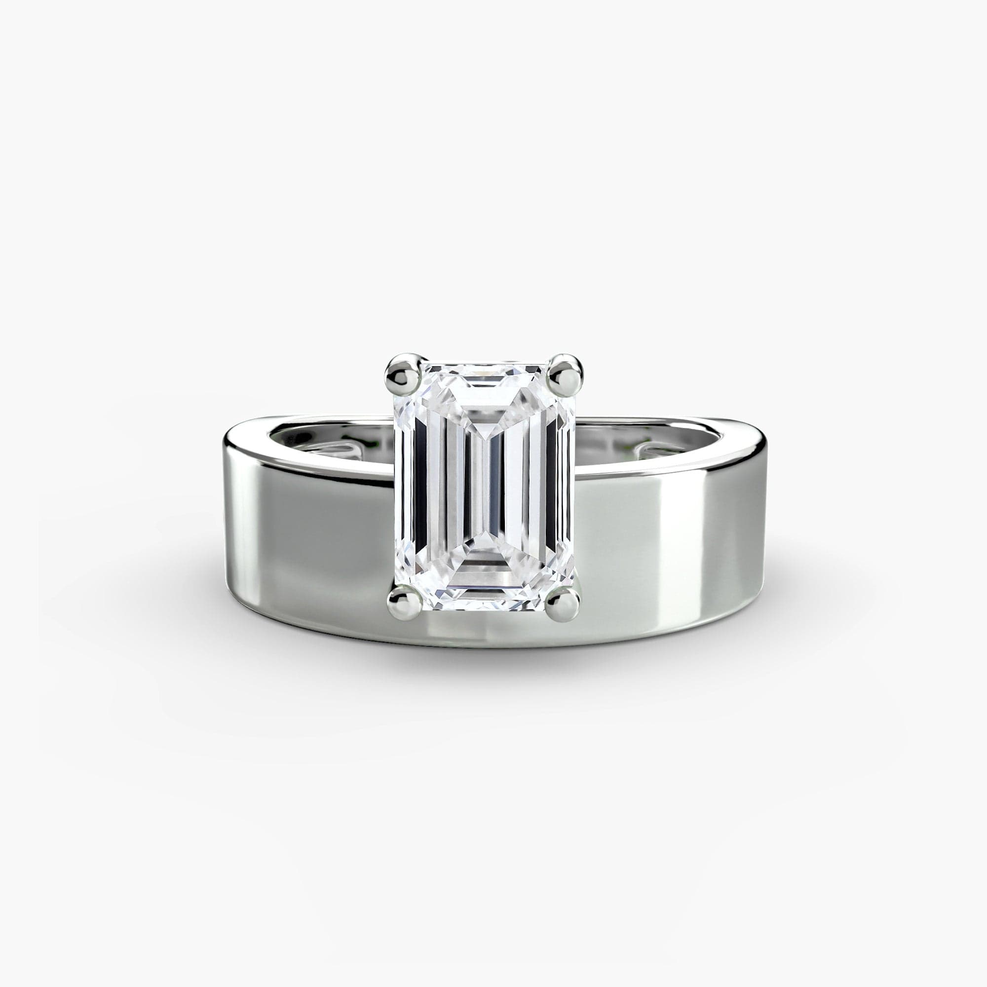 BW James Jewelers setting 9K White Gold / Emerald Wide Band Solitaire 2