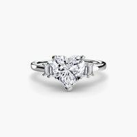 BW James Jewelers setting 9K White Gold / Heart Baguette Accent Solitaire