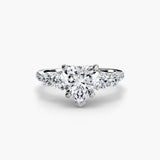 BW James Jewelers setting 9K White Gold / Heart Five Stone Ring with Pavé Band