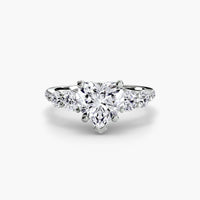 BW James Jewelers setting 9K White Gold / Heart Five Stone Ring with Pavé Band