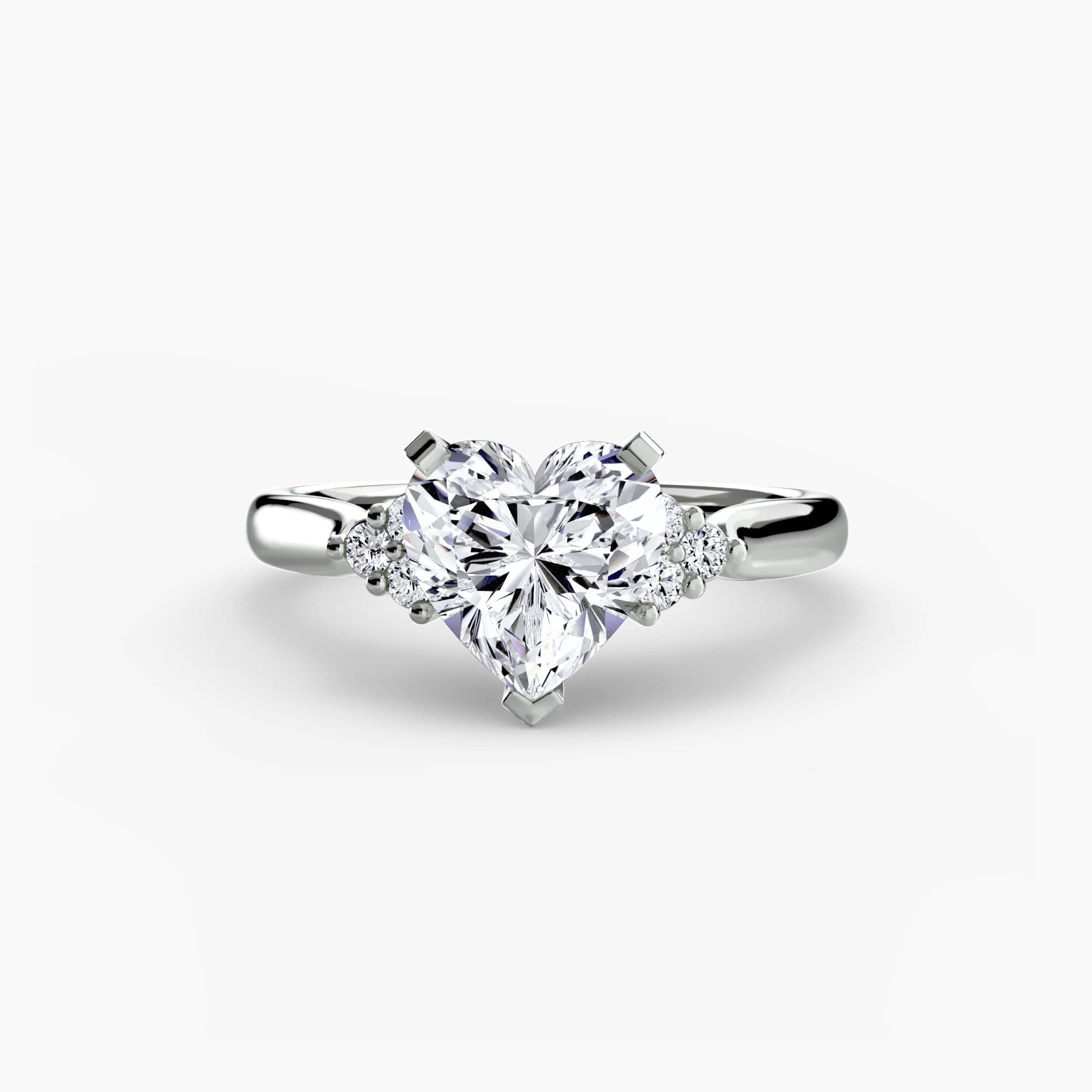 BW James Jewelers setting 9K White Gold / Heart Solitaire with Cluster Shoulders 2