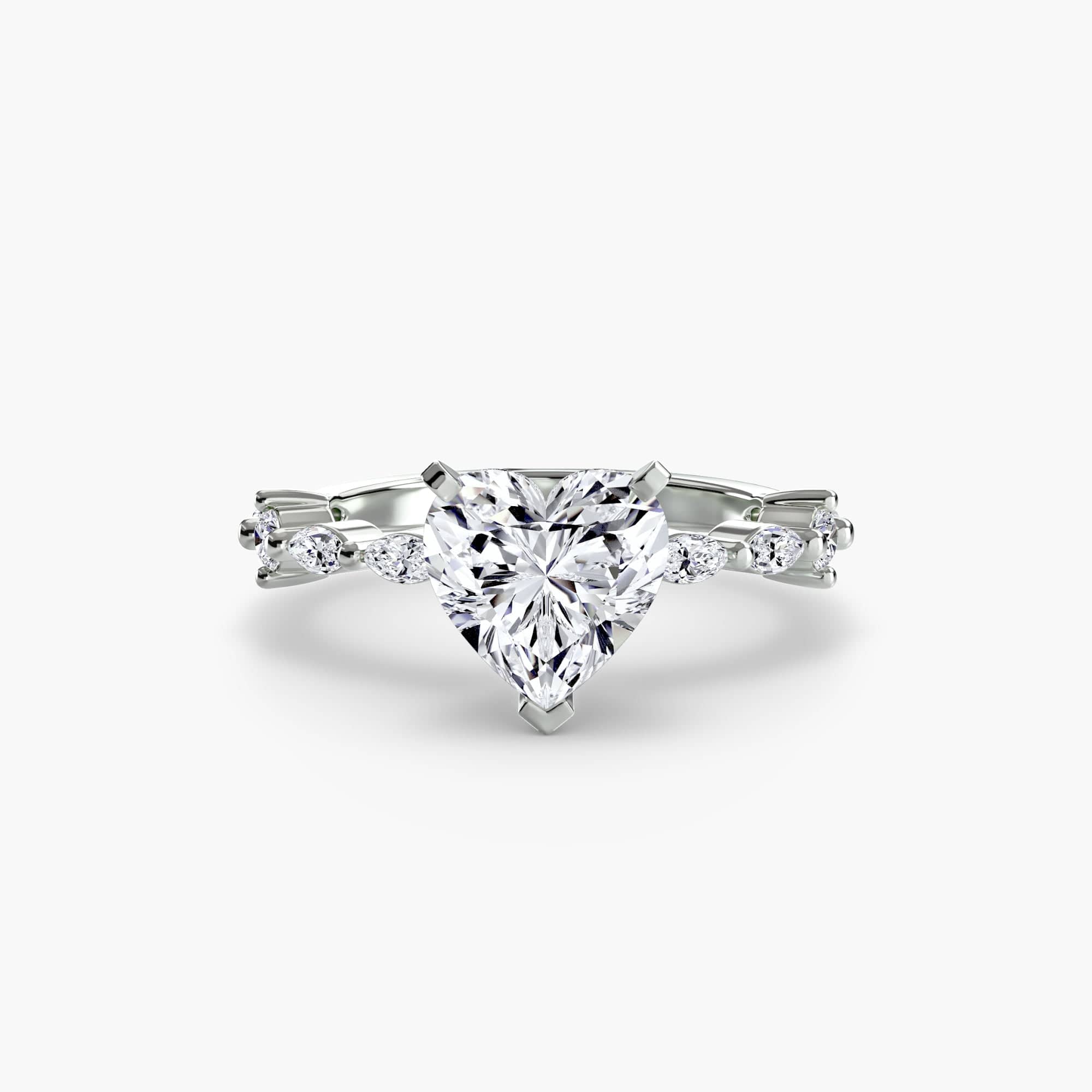 BW James Jewelers setting 9K White Gold / Heart Solitaire with Eternity Pavé