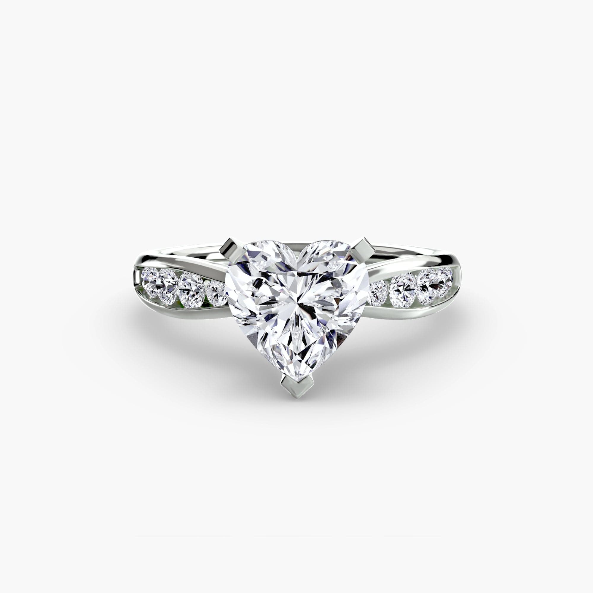 BW James Jewelers setting 9K White Gold / Heart Solitaire with Pavé 3