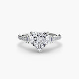 BW James Jewelers setting 9K White Gold / Heart Solitaire with Pavé 4