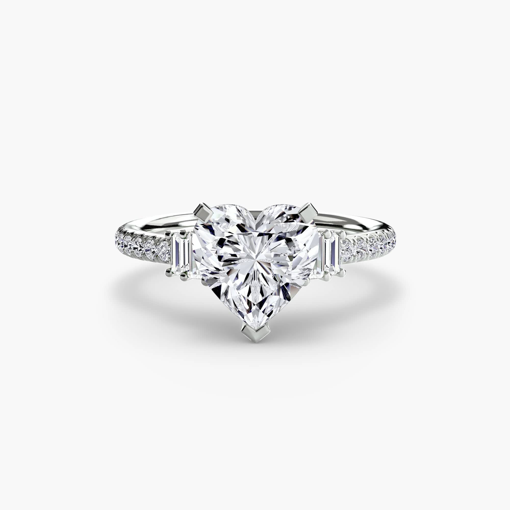 BW James Jewelers setting 9K White Gold / Heart Solitaire with Pavé 4