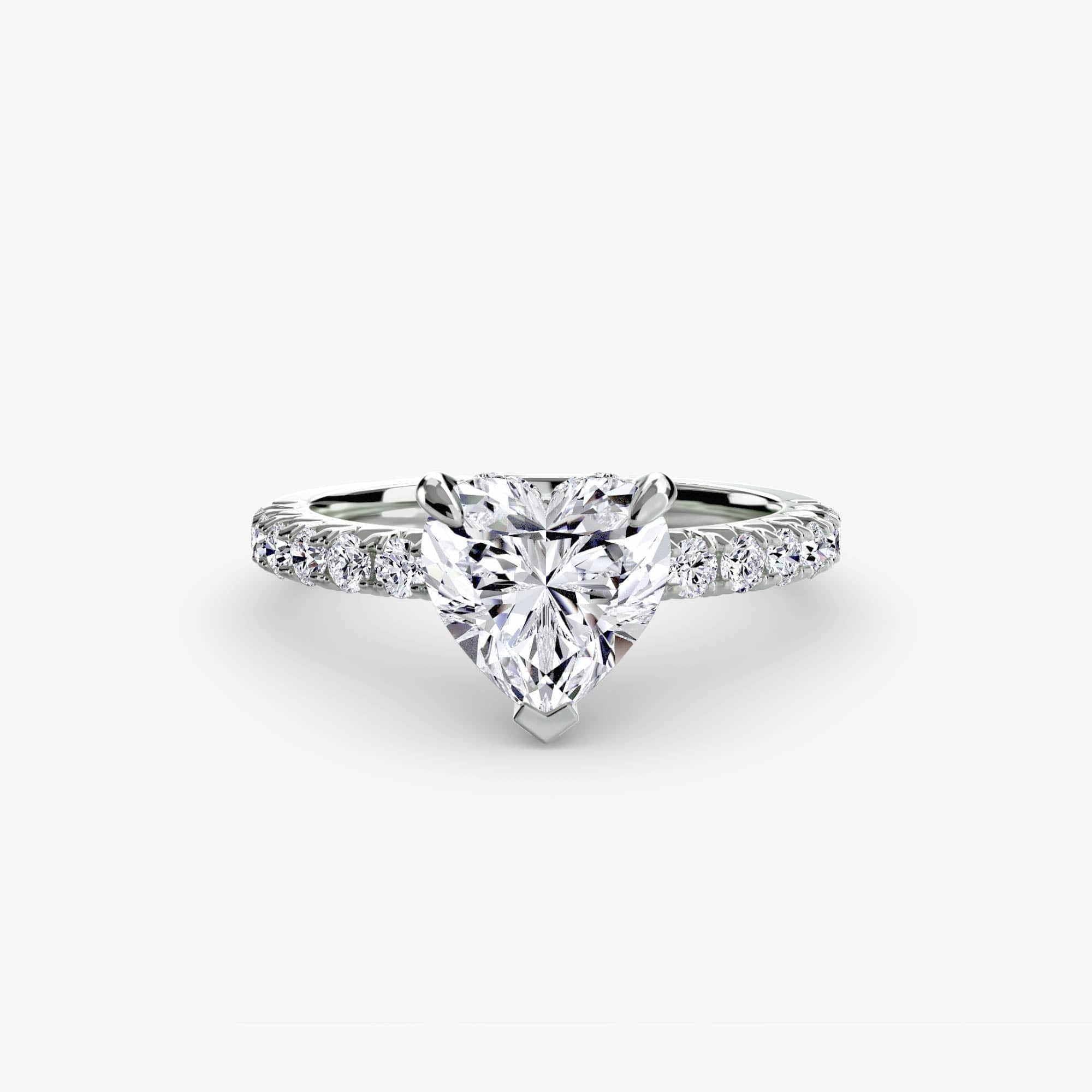 BW James Jewelers setting 9K White Gold / Heart Solitaire with Pavé 6