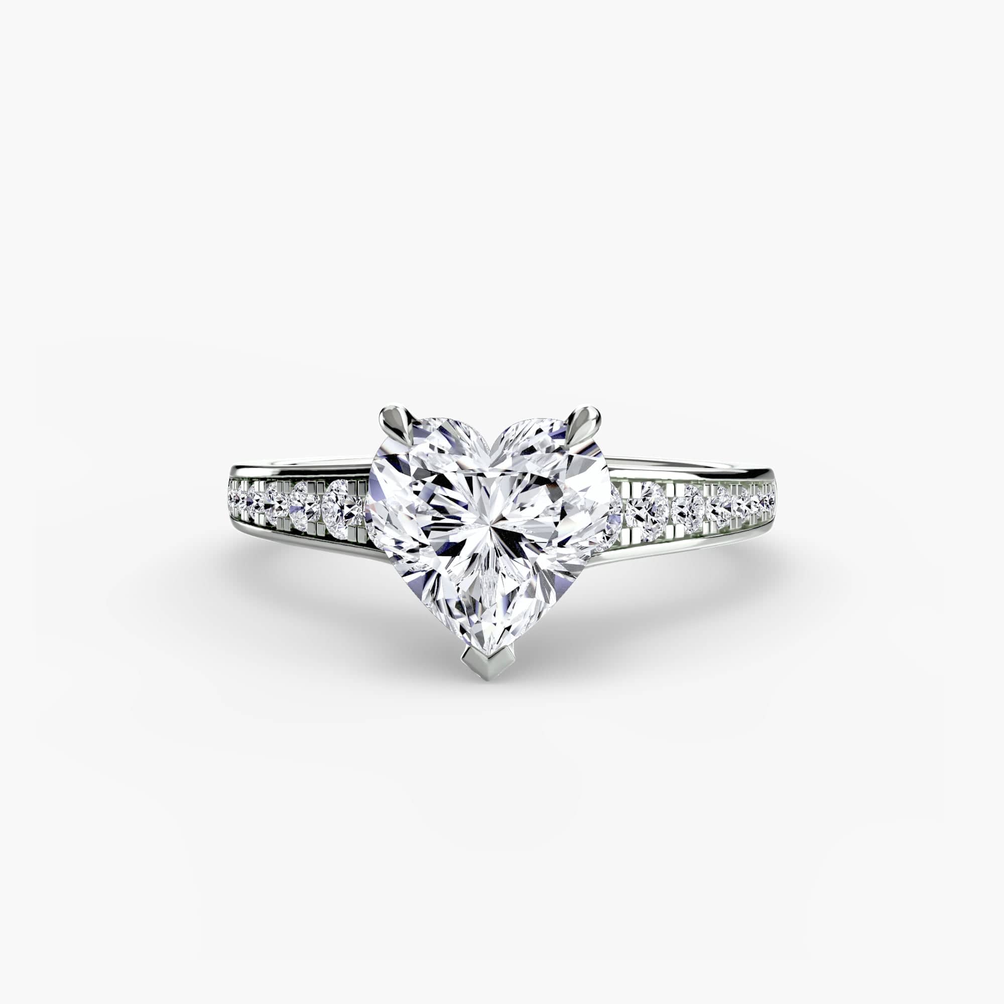 BW James Jewelers setting 9K White Gold / Heart Solitaire with Pavé 7