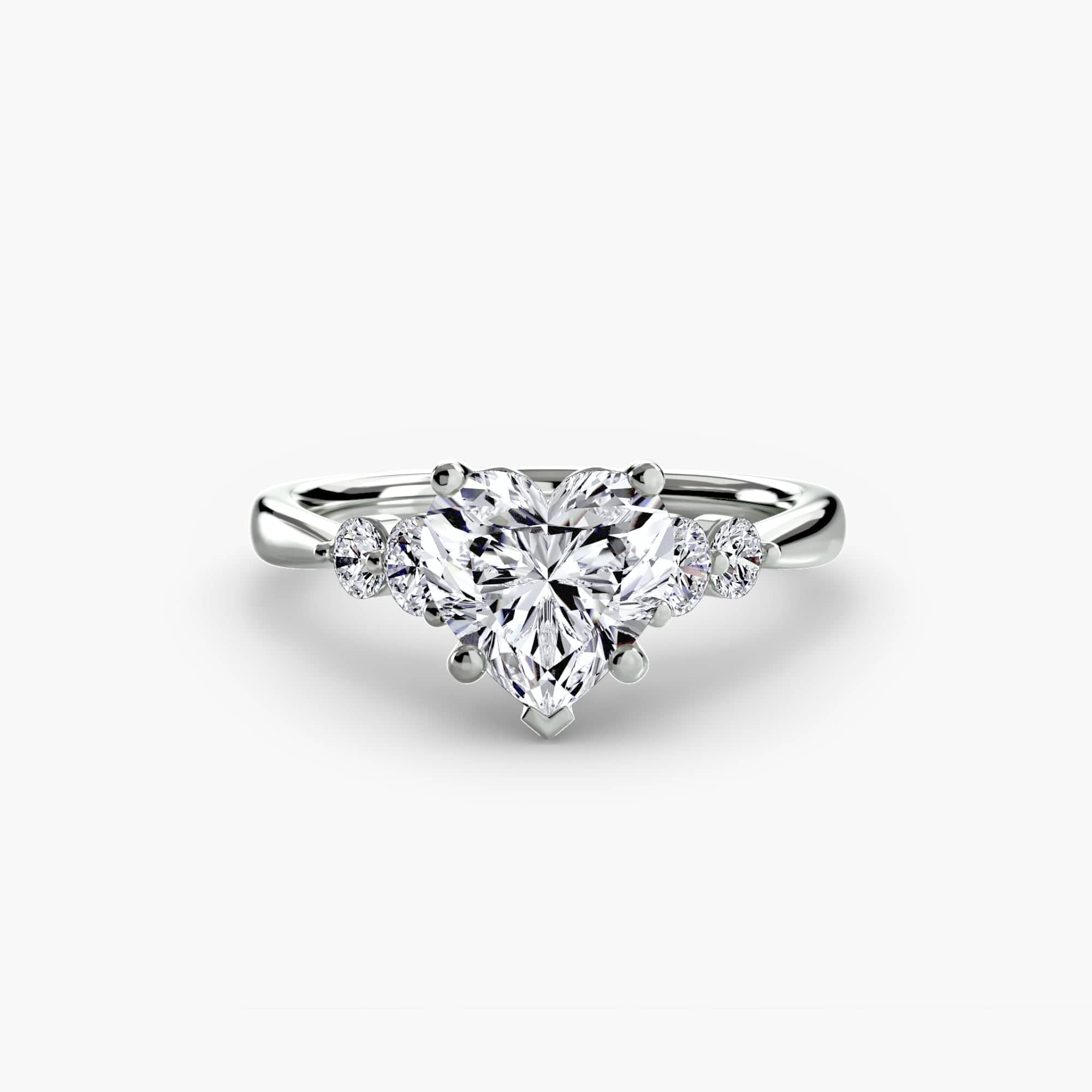 BW James Jewelers setting 9K White Gold / Heart Solitaire with Shoulder Accents 2