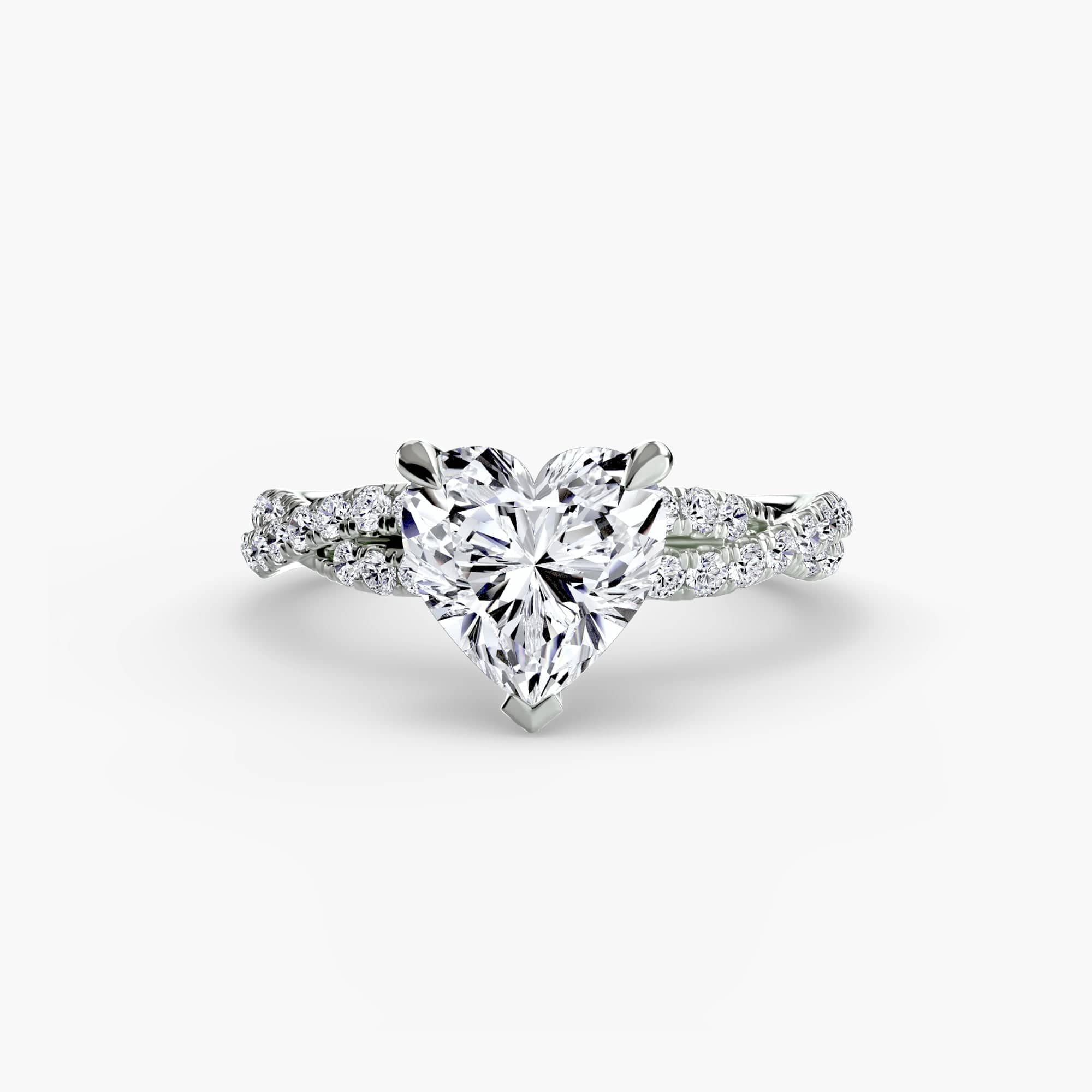 BW James Jewelers setting 9K White Gold / Heart The Twisted Pavé Solitaire