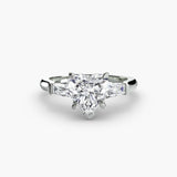 BW James Jewelers setting 9K White Gold / Heart Three-Stone Ring (Baguette Side Stones)