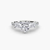 BW James Jewelers setting 9K White Gold / Heart Three-Stone Ring with Pavé Band 4