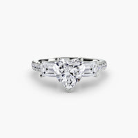 BW James Jewelers setting 9K White Gold / Heart Three-Stone Ring with Pavé Band 4