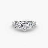 BW James Jewelers setting 9K White Gold / Heart Three-Stone with Pavé Band 2