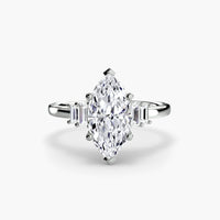BW James Jewelers setting 9K White Gold / Marquise Baguette Accent Solitaire