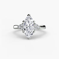 BW James Jewelers setting 9K White Gold / Marquise Solitaire with Cluster Shoulders 2