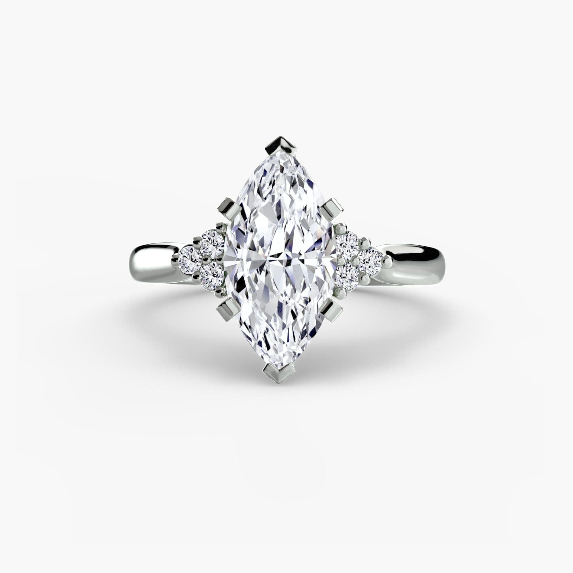 BW James Jewelers setting 9K White Gold / Marquise Solitaire with Cluster Shoulders 2