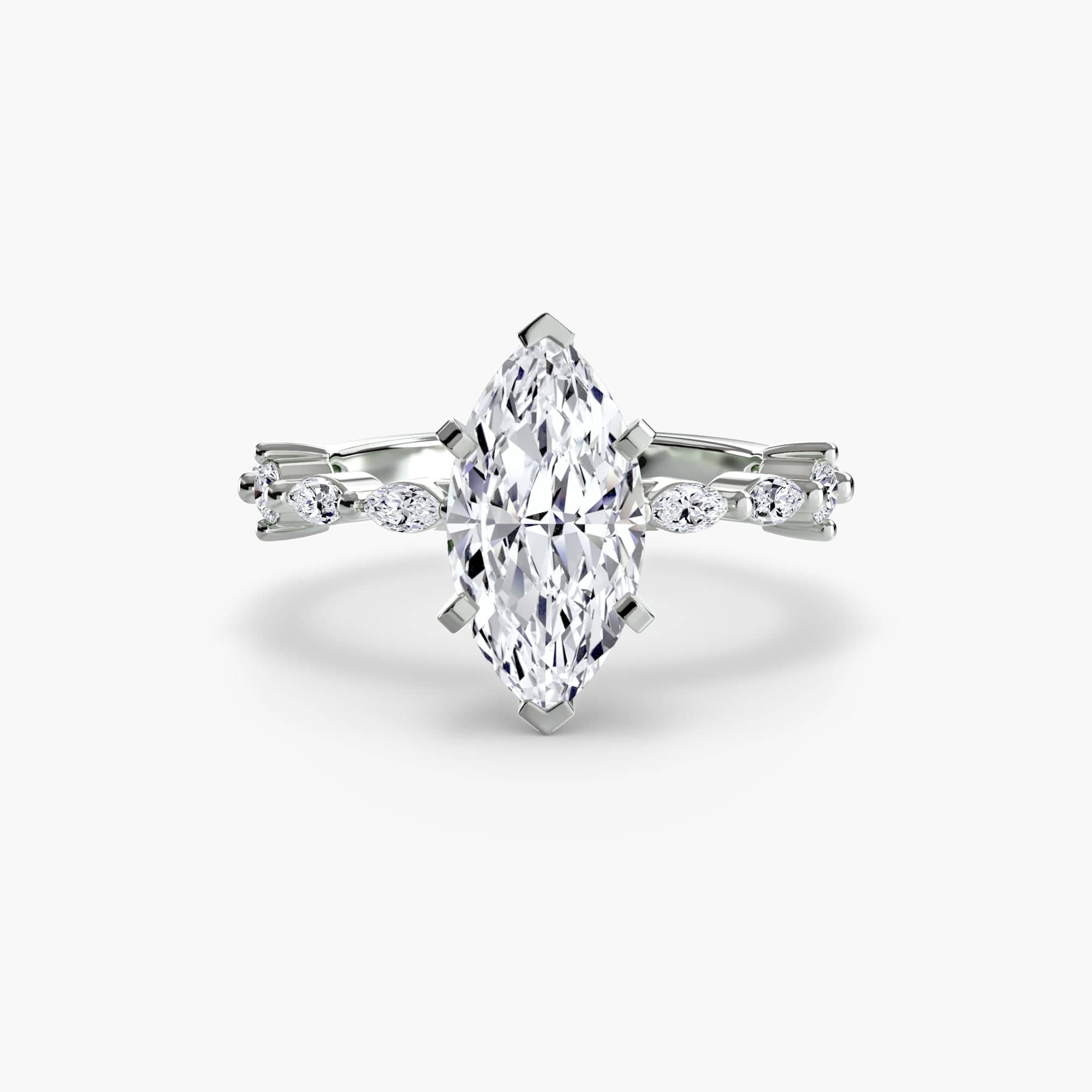 BW James Jewelers setting 9K White Gold / Marquise Solitaire with Eternity Pavé