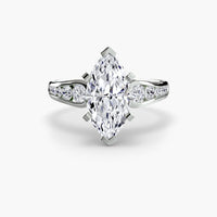 BW James Jewelers setting 9K White Gold / Marquise Solitaire with Pavé 2