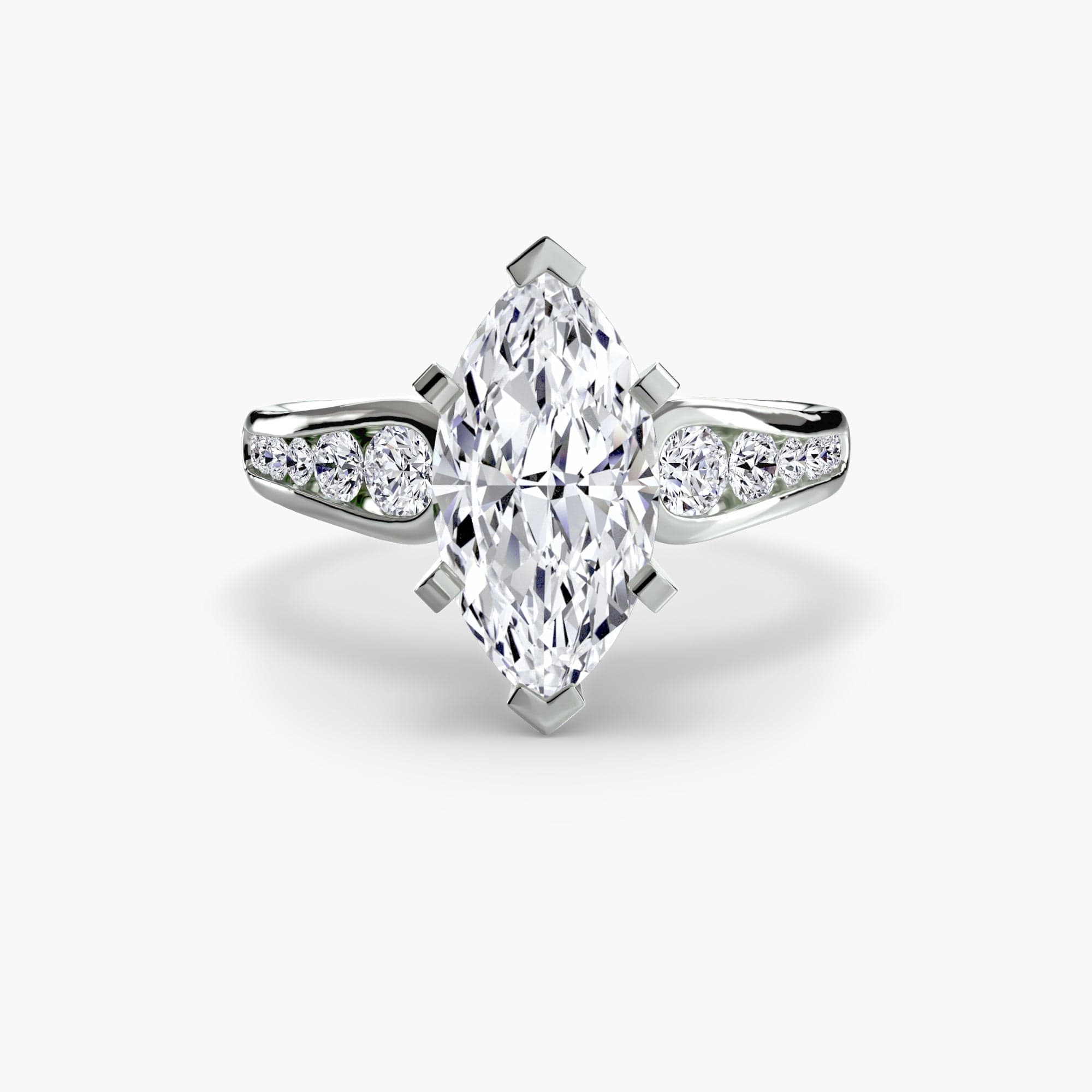 BW James Jewelers setting 9K White Gold / Marquise Solitaire with Pavé 2