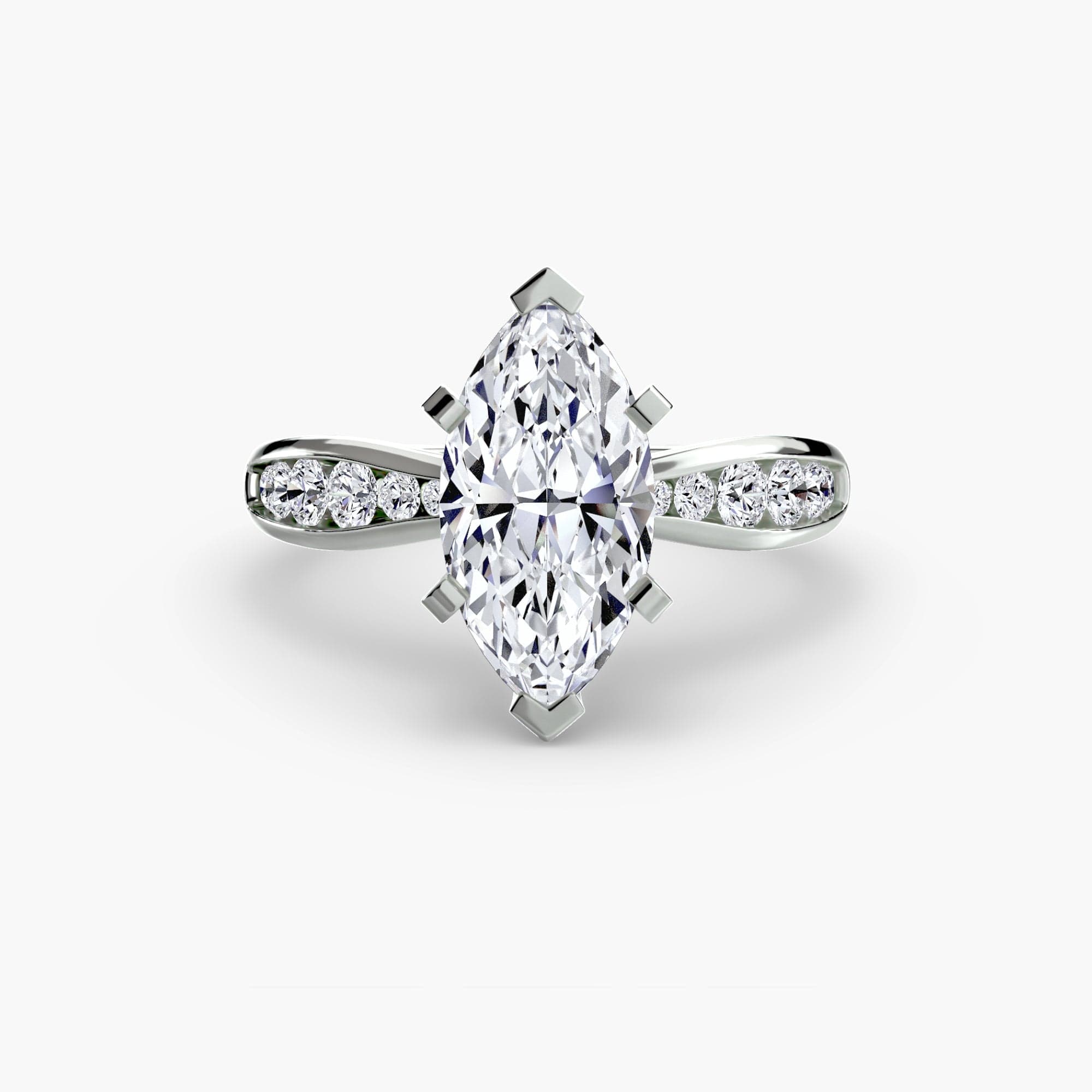 BW James Jewelers setting 9K White Gold / Marquise Solitaire with Pavé 3