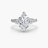 BW James Jewelers setting 9K White Gold / Marquise Solitaire with Pavé 4