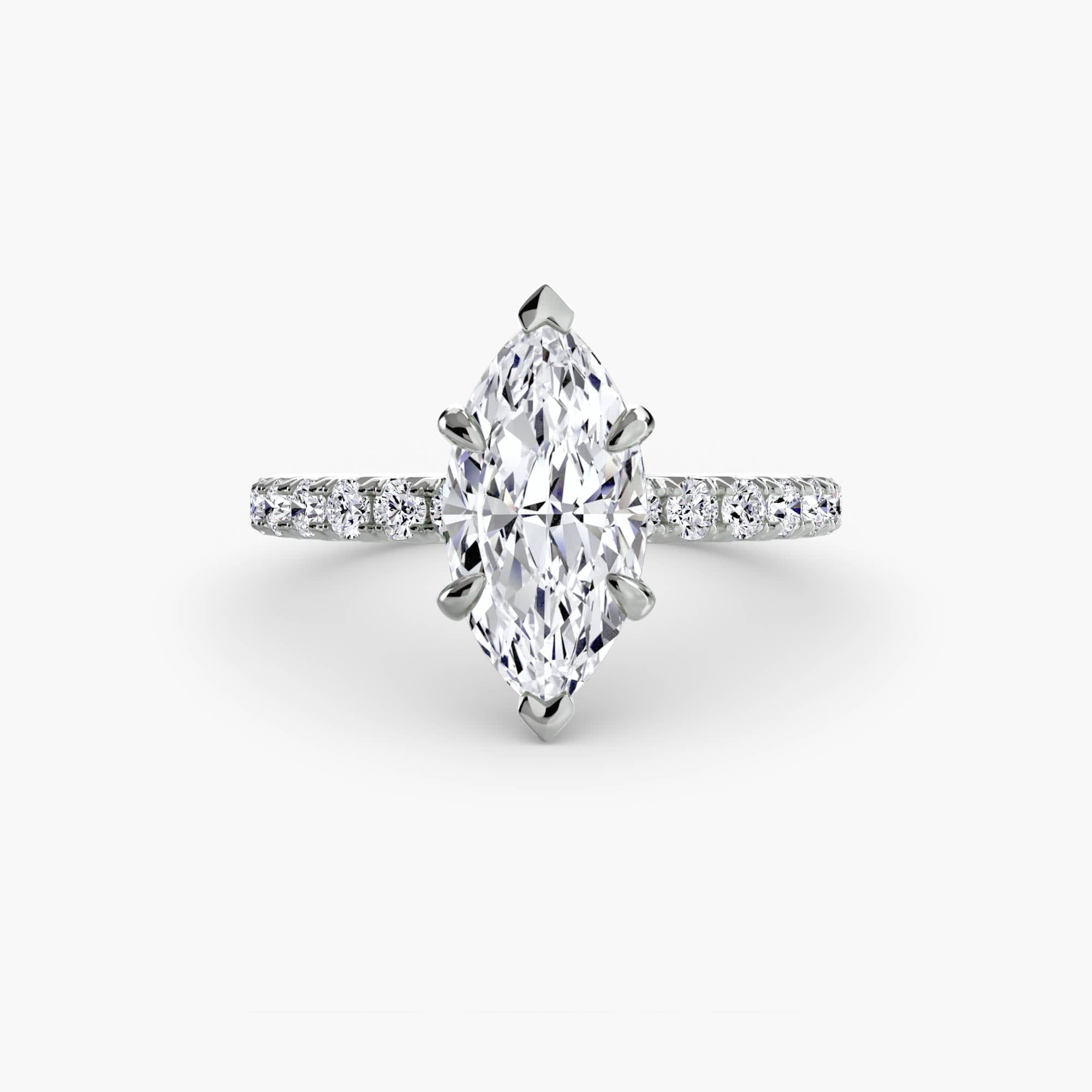 BW James Jewelers setting 9K White Gold / Marquise Solitaire with Pavé 6
