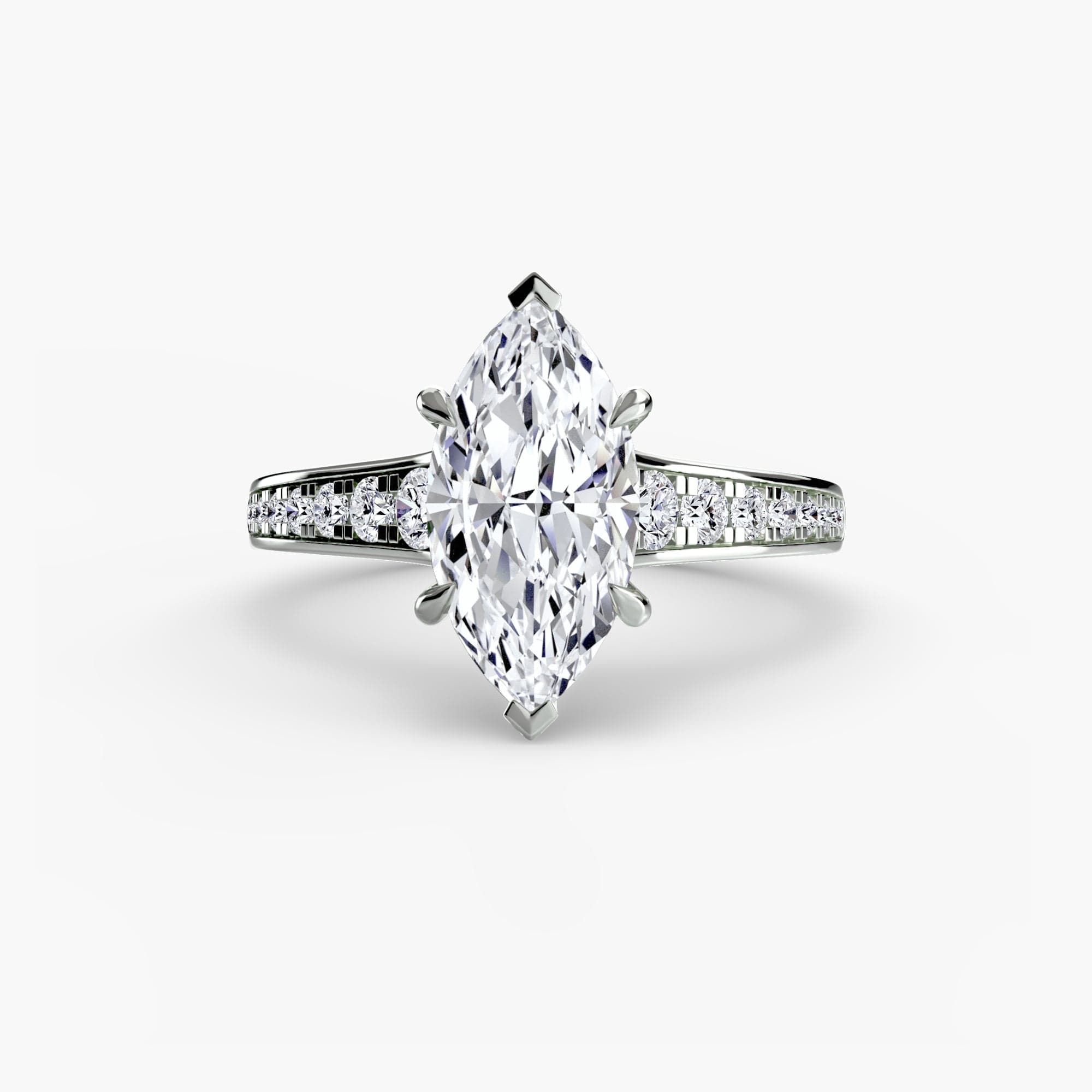 BW James Jewelers setting 9K White Gold / Marquise Solitaire with Pavé 7