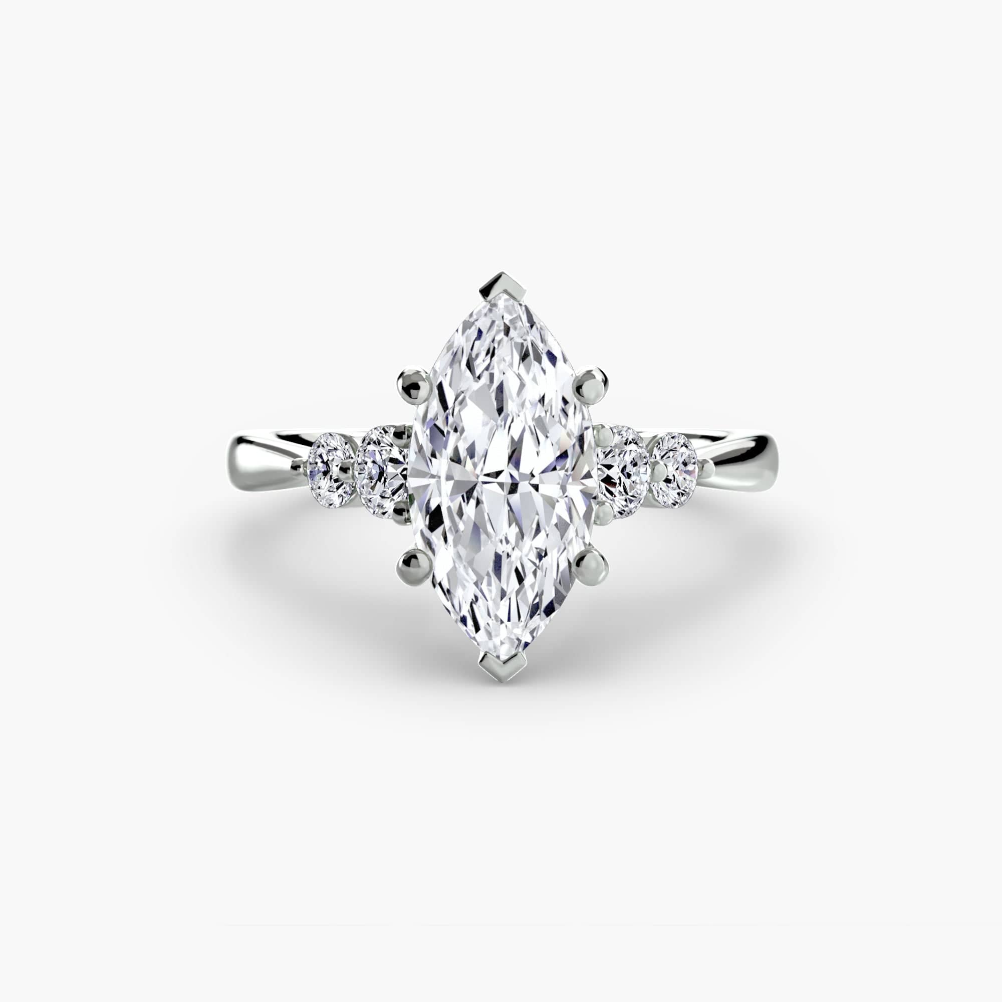 BW James Jewelers setting 9K White Gold / Marquise Solitaire with Shoulder Accents 2