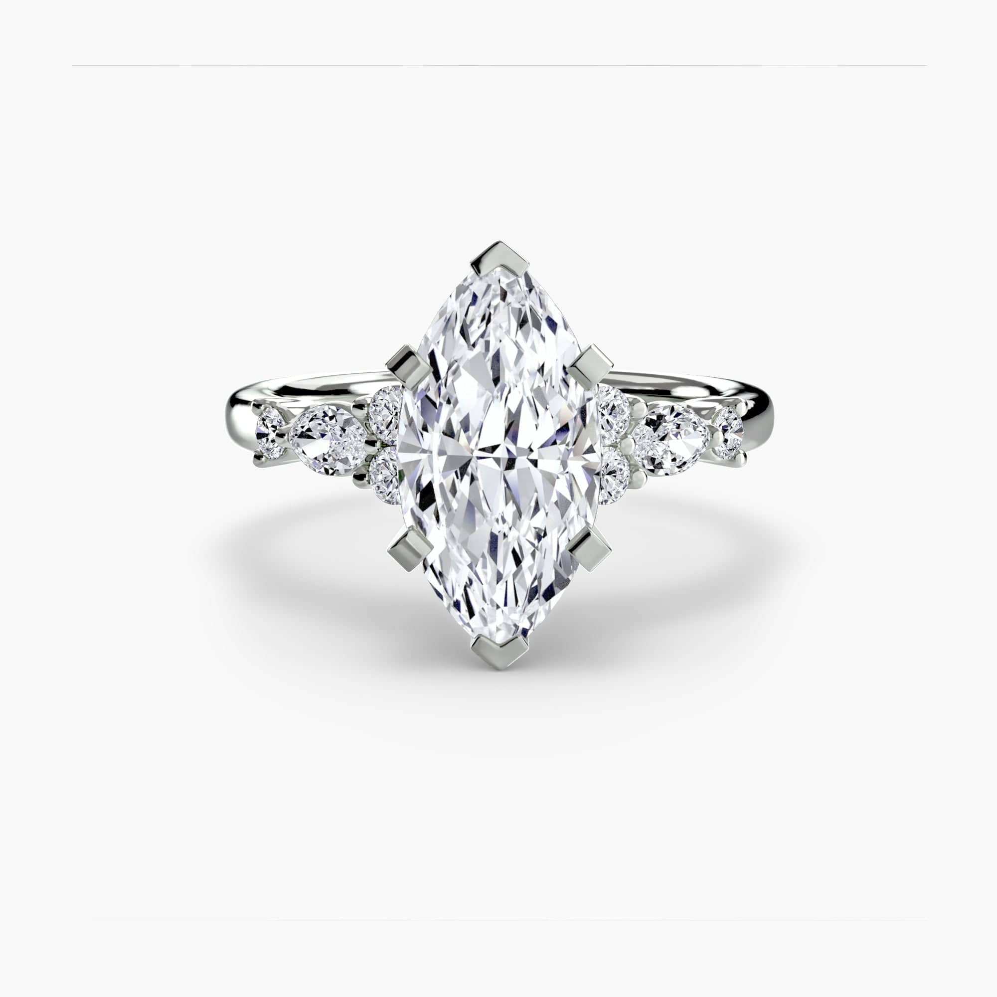 BW James Jewelers setting 9K White Gold / Marquise The Floral Accent Solitaire