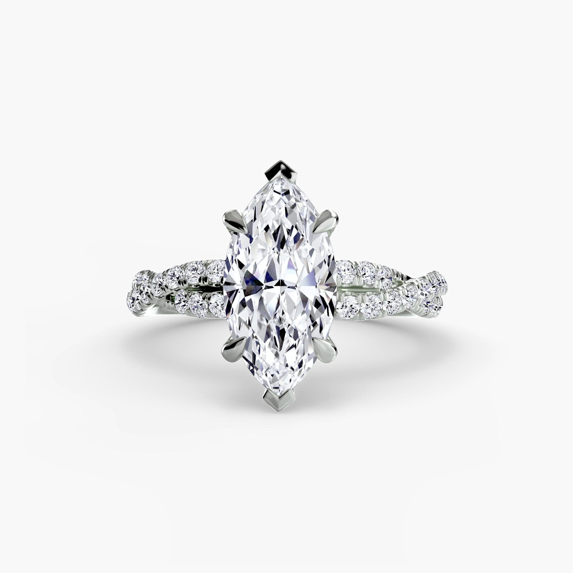 BW James Jewelers setting 9K White Gold / Marquise The Twisted Pavé Solitaire