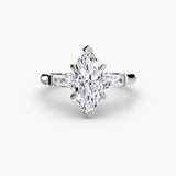 BW James Jewelers setting 9K White Gold / Marquise Three-Stone Ring (Baguette Side Stones)