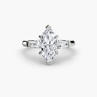 BW James Jewelers setting 9K White Gold / Marquise Three-Stone Ring (Baguette Side Stones)