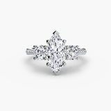 BW James Jewelers setting 9K White Gold / Marquise Three-Stone with Pavé Band