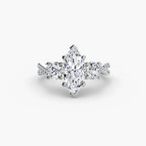 BW James Jewelers setting 9K White Gold / Marquise Three-Stone with Pavé Band 2