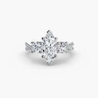 BW James Jewelers setting 9K White Gold / Marquise Three-Stone with Pavé Band 2