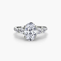 BW James Jewelers setting 9K White Gold / Oval Five Stone Ring with Pavé Band