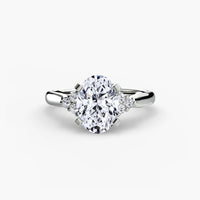BW James Jewelers setting 9K White Gold / Oval Solitaire with Cluster Shoulders 2