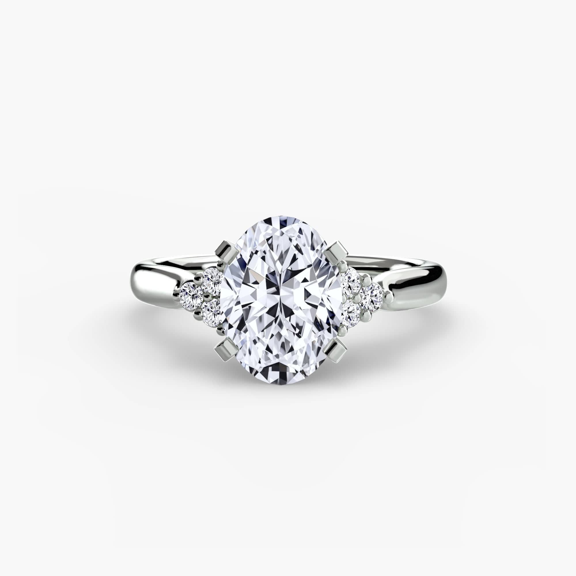 BW James Jewelers setting 9K White Gold / Oval Solitaire with Cluster Shoulders 2